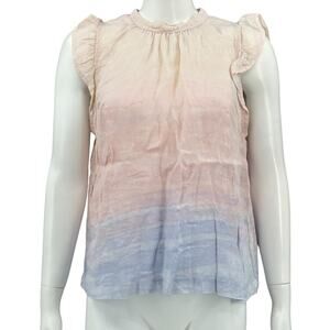 Cloth & Stone Anthropologie Top Womens Small Pink Blue‎ Ombre Pastel Sheer Linen